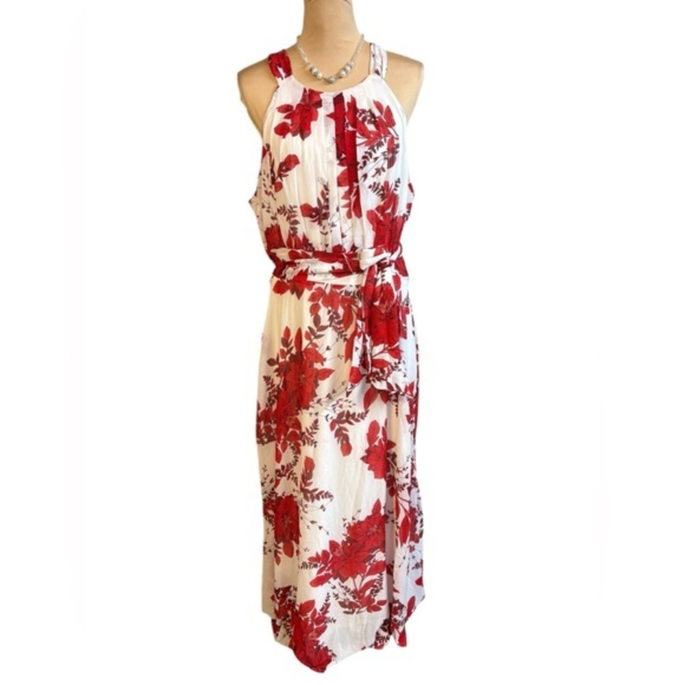 Floral Red and White Maxi Dress XL
